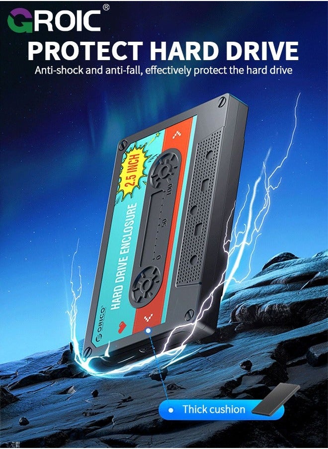 جرويك - علبة محرك أقراص صلبة مقاس 2.5 بوصة من SATA إلى USB3.0 ملصق DIY لمحرك خارجي 7/9.5 مم، محمولة مع UASP Max 6TB متوافقة Xbox وPS4 وSamsung - Image 1