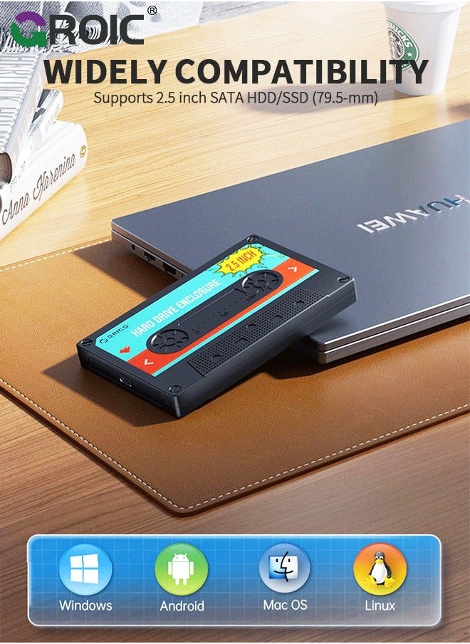 جرويك - علبة محرك أقراص صلبة مقاس 2.5 بوصة من SATA إلى USB3.0 ملصق DIY لمحرك خارجي 7/9.5 مم، محمولة مع UASP Max 6TB متوافقة Xbox وPS4 وSamsung - Image 1