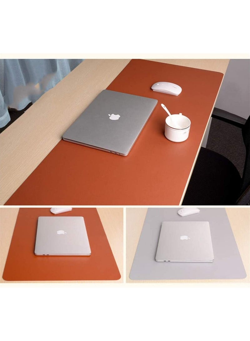 Double Sided Mouse Pad Large Desk Mat Keyboard Laptop PC Gaming Pad PU Leather Waterproof Non Slip Desktop Mat 80x40cm Brown/Grey  - Image 2