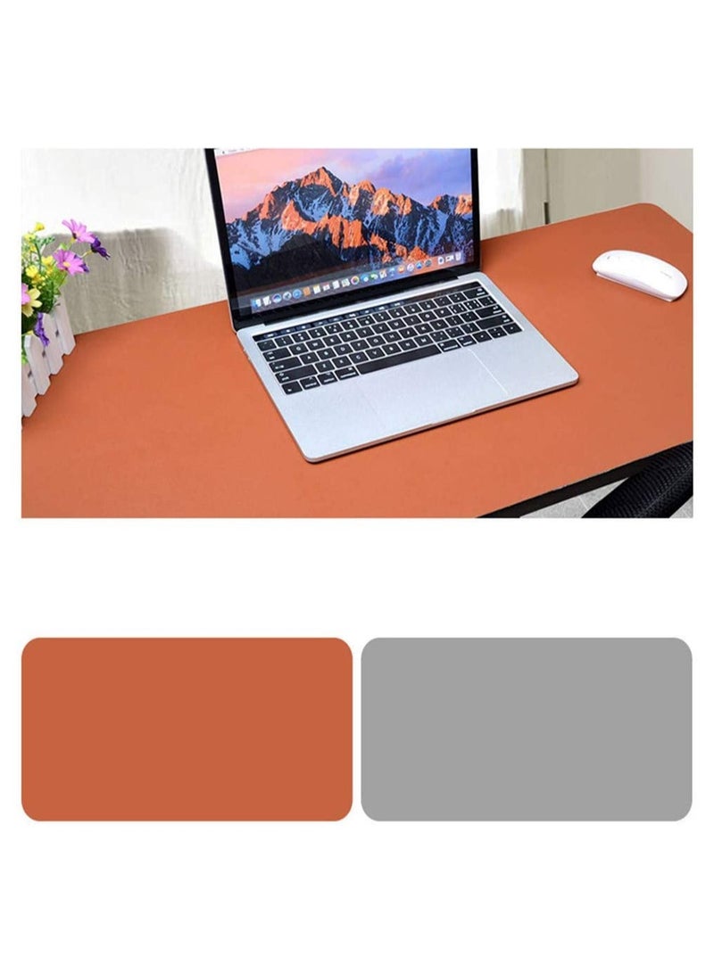 Double Sided Mouse Pad Large Desk Mat Keyboard Laptop PC Gaming Pad PU Leather Waterproof Non Slip Desktop Mat 80x40cm Brown/Grey  - Image 1