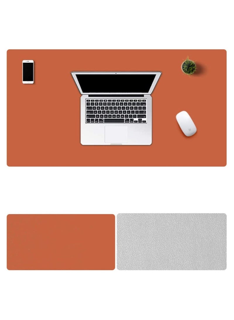 Double Sided Mouse Pad Large Desk Mat Keyboard Laptop PC Gaming Pad PU Leather Waterproof Non Slip Desktop Mat 80x40cm Brown/Grey  - Image 3