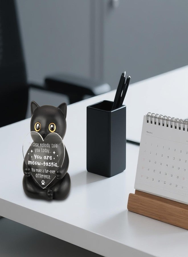 SunyJone Inspirational Black Cat Figurine Desk Decor, Encouragement Gift for Coworker Teacher Nurse Friend, Appreciation Thank You Office Desk Ornament for Cat Lovers SCA6 - Image 5