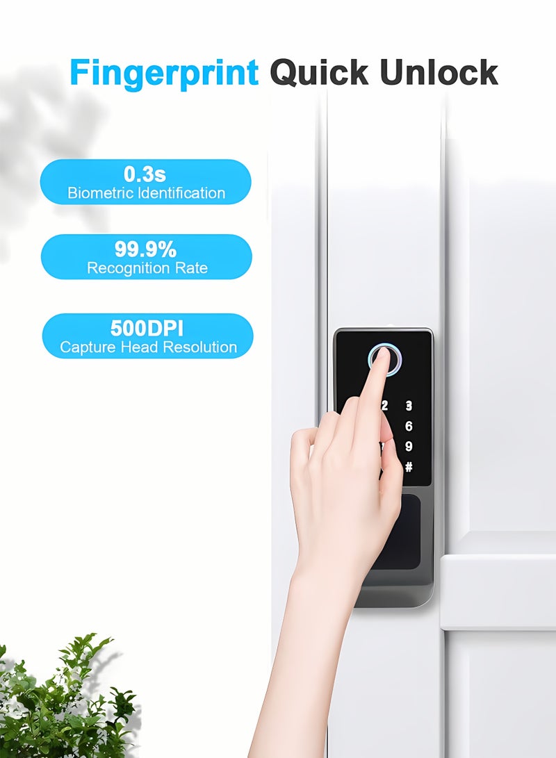 Smart Door Lock,Fingerprint Door Lock, Waterproof, Arabic Voice Service, Outdoor Gate Lock, Digital Password, IC Card, Keyless Front Door Electronic Lock - Image 2