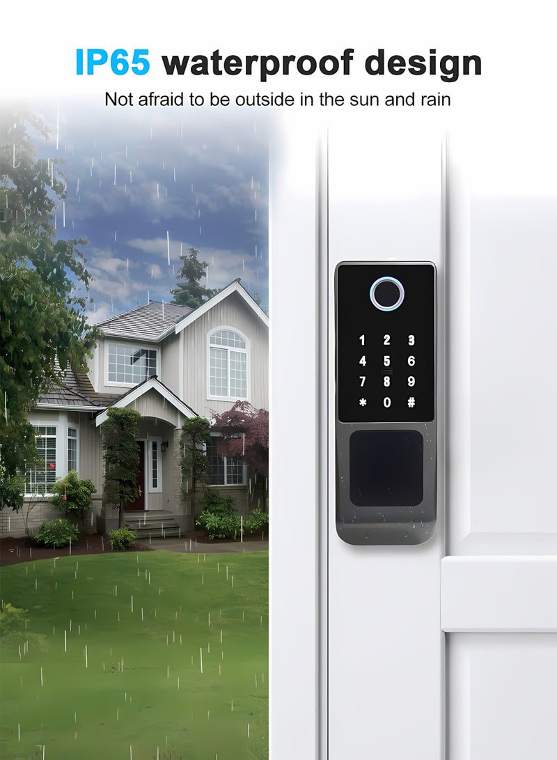 Smart Door Lock,Fingerprint Door Lock, Waterproof, Arabic Voice Service, Outdoor Gate Lock, Digital Password, IC Card, Keyless Front Door Electronic Lock - Image 5