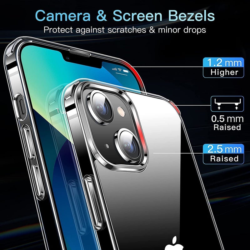 Mobistyle غطاء خلفي شفاف فائق الهجين لجهاز آيفون 13 | تصميم مقاوم للصدمات | حماية كاميرا بارزة | غطاء خلفي صلب شفاف لجهاز آيفون 13 (PC و TPU، شفاف) - Image 2