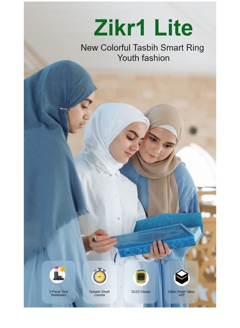 Smart Ring 22mm zikr Tasbih Counter Prayer Reminder Smart Tasbih Ring with Finger Counter 5 Prayer Time Reminder Screen Flip Multi Language Islamic Muslim Ring for Ramadan - Image 4