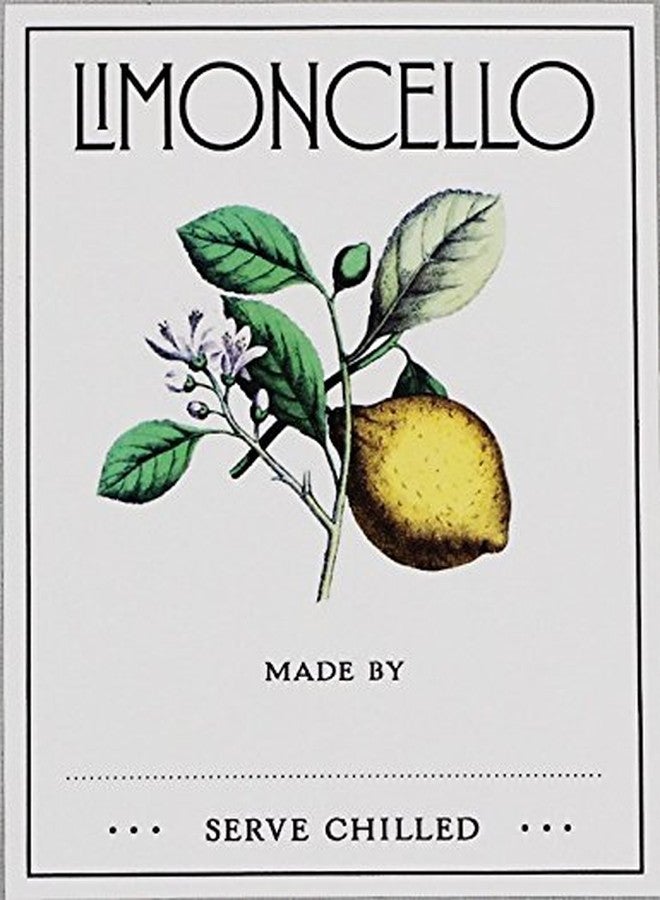 Nancy Nikko LIMONCELLO LABELS (leafy) - PACK OF 18. Approximately 2.15" x 2.8" - Image 1