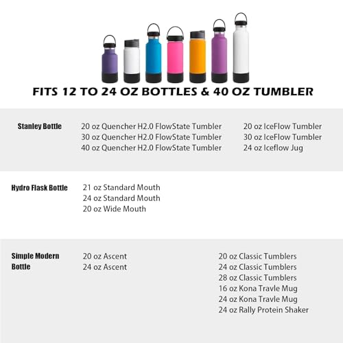 TFAK 5Pcs Silicone Bottle Boot, Silicone Water Bottle Sleeve Compatible with Stanley/Hydroflask/Iron Flask, 2.9-3in Bottom Width of Stainless Water Bottle - Image 4