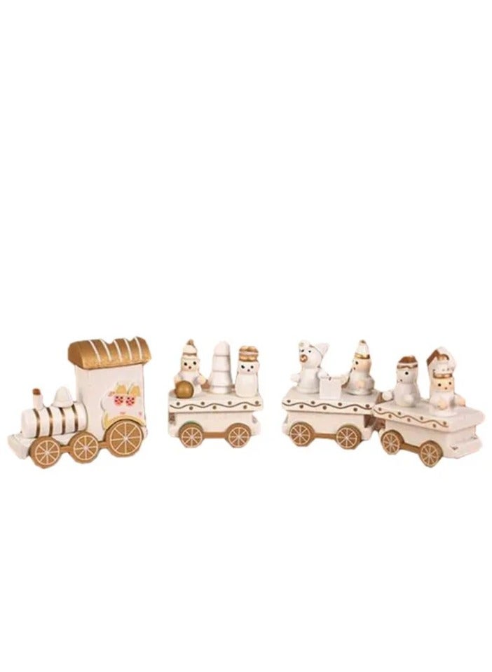 سعر المصنع - مجموعة قطار عيد الميلاد الخشبي - 4 قطع - أبيض