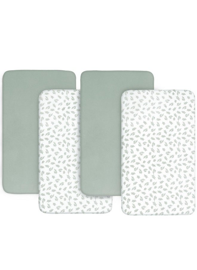Biloban - Baby Bassinet Sheets 4 Pack Fit For Newton, Ezebaby, Besrey, Babybond, And Bellababy Bassinet, Ultra Soft & Skin-Friendly, Green And White, Green - Image 1