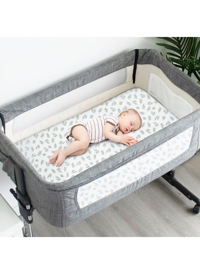 Biloban - Baby Bassinet Sheets 4 Pack Fit For Newton, Ezebaby, Besrey, Babybond, And Bellababy Bassinet, Ultra Soft & Skin-Friendly, Green And White, Green - Image 1