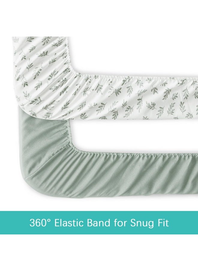 Biloban - Baby Bassinet Sheets 4 Pack Fit For Newton, Ezebaby, Besrey, Babybond, And Bellababy Bassinet, Ultra Soft & Skin-Friendly, Green And White, Green - Image 1