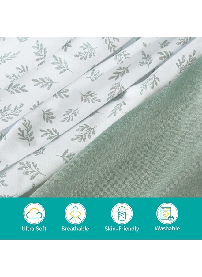 Biloban - Baby Bassinet Sheets 4 Pack Fit For Newton, Ezebaby, Besrey, Babybond, And Bellababy Bassinet, Ultra Soft & Skin-Friendly, Green And White, Green - Image 1