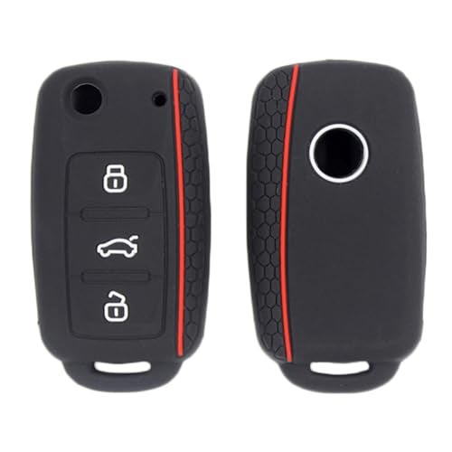 Berfea Key Fob Cover Silicone Keyless Remote Protector Sleeve Case Holder Compatible with VW Volkswagen Tiguan Golf Polo Jetta Passat - Image 5