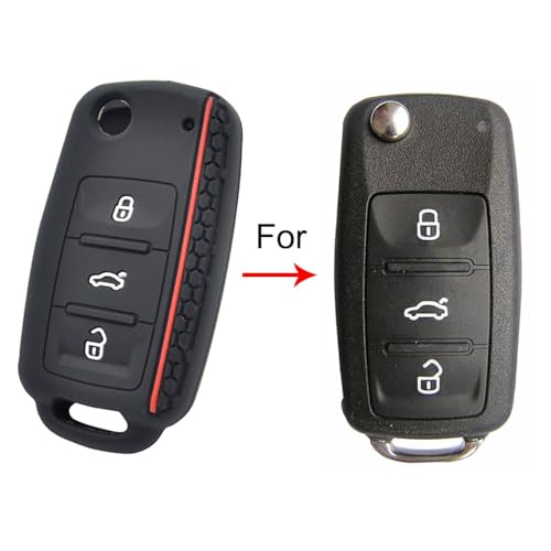 Berfea Key Fob Cover Silicone Keyless Remote Protector Sleeve Case Holder Compatible with VW Volkswagen Tiguan Golf Polo Jetta Passat - Image 2