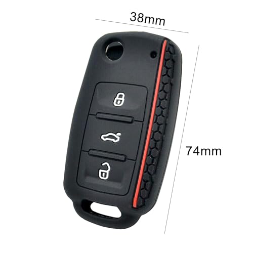 Berfea Key Fob Cover Silicone Keyless Remote Protector Sleeve Case Holder Compatible with VW Volkswagen Tiguan Golf Polo Jetta Passat - Image 3