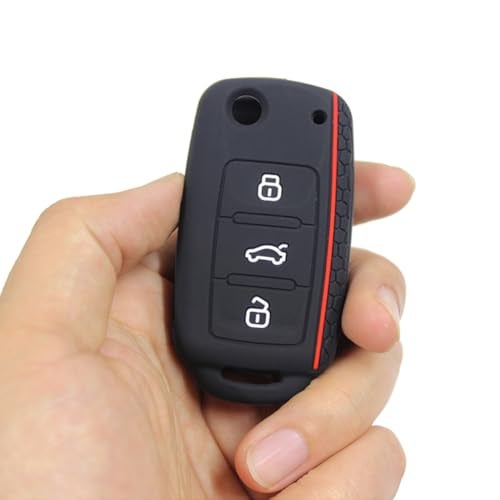 Berfea Key Fob Cover Silicone Keyless Remote Protector Sleeve Case Holder Compatible with VW Volkswagen Tiguan Golf Polo Jetta Passat - Image 4