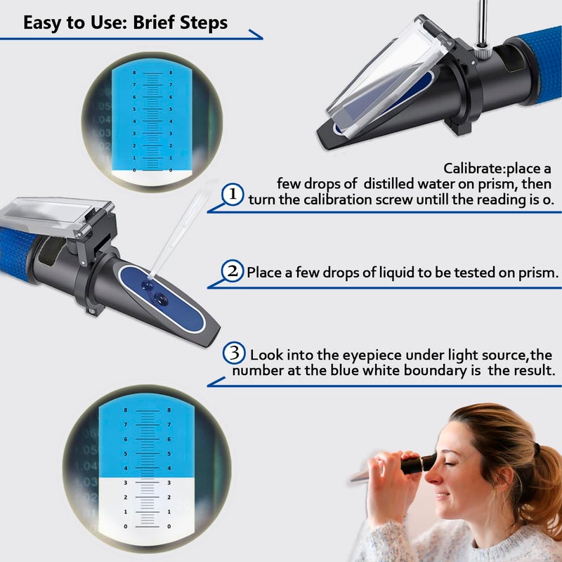 Aichose 0-80% Brix Meter Refractometer for Measuring Sugar Content in Fruit, Honey, Maple Syrup and Other Sugary Drink, with Automatic Temperature Compensation Function - Image 3