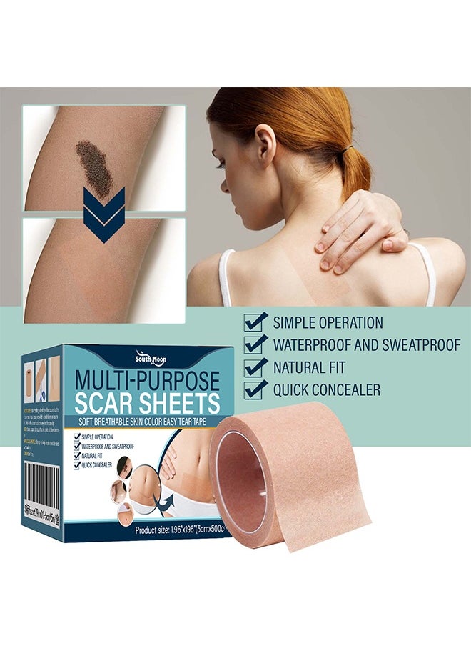Multi Purpose Scar Sheets Soft Breathable Skin Color Easy Tear Tape,Complexion Concealer Patches , Skin Scar Tattoos Acne Scar Patches -,Waterproof Complexion Patches