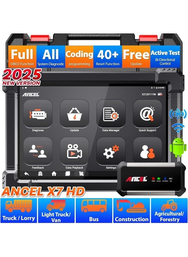 ANCEL X7 HD Heavy Duty Truck Scanner OBD2 Diagnostic Tool - Image 1