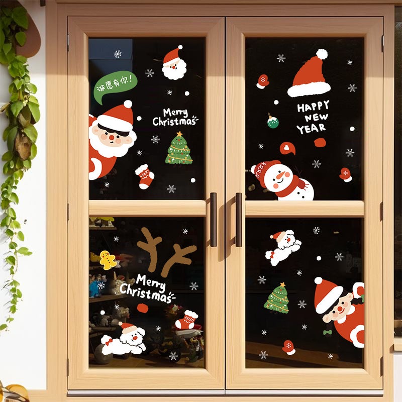 2026 New Year And Christmas Window Glass Door Stickers Decoration Arrangement Window Uv Electrostatic Window Stickers Cartoon - Image 3