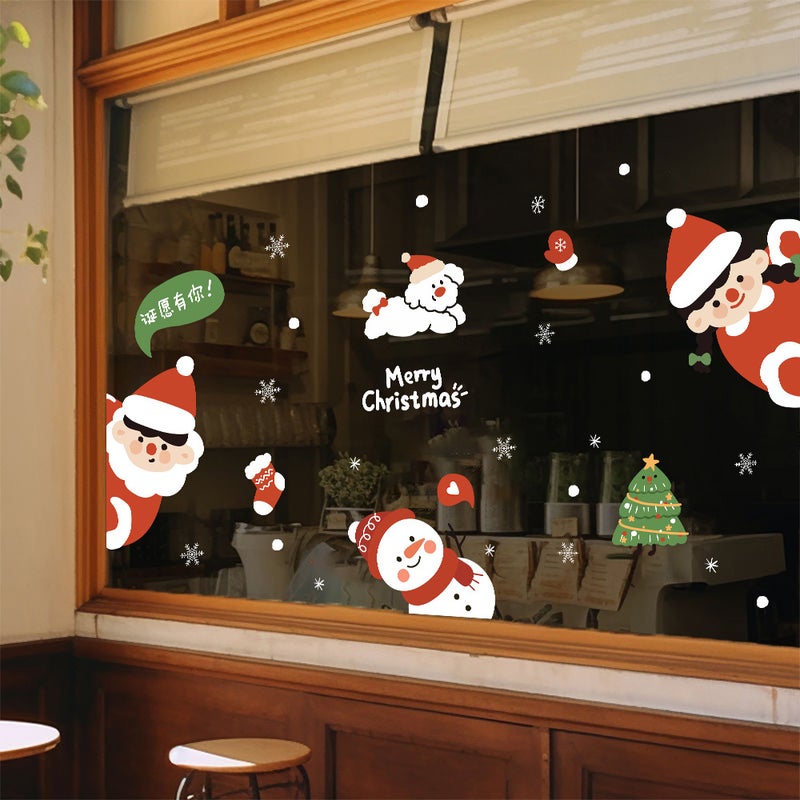 2026 New Year And Christmas Window Glass Door Stickers Decoration Arrangement Window Uv Electrostatic Window Stickers Cartoon - Image 4