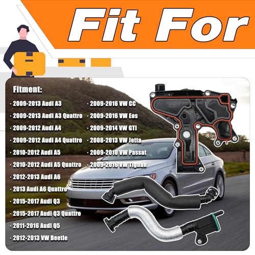 LEVANLIGHT PCV Valve Engine Crankcase Vent Oil Separator Breather Hose Kit Compatible with Audi A3 A4 A5 Q5 TT VW Beetle CC Jetta Passat Tiguan 2.0T, Replaces# 06H103495AB, 06H103495AH, 06H103495B - Image 3