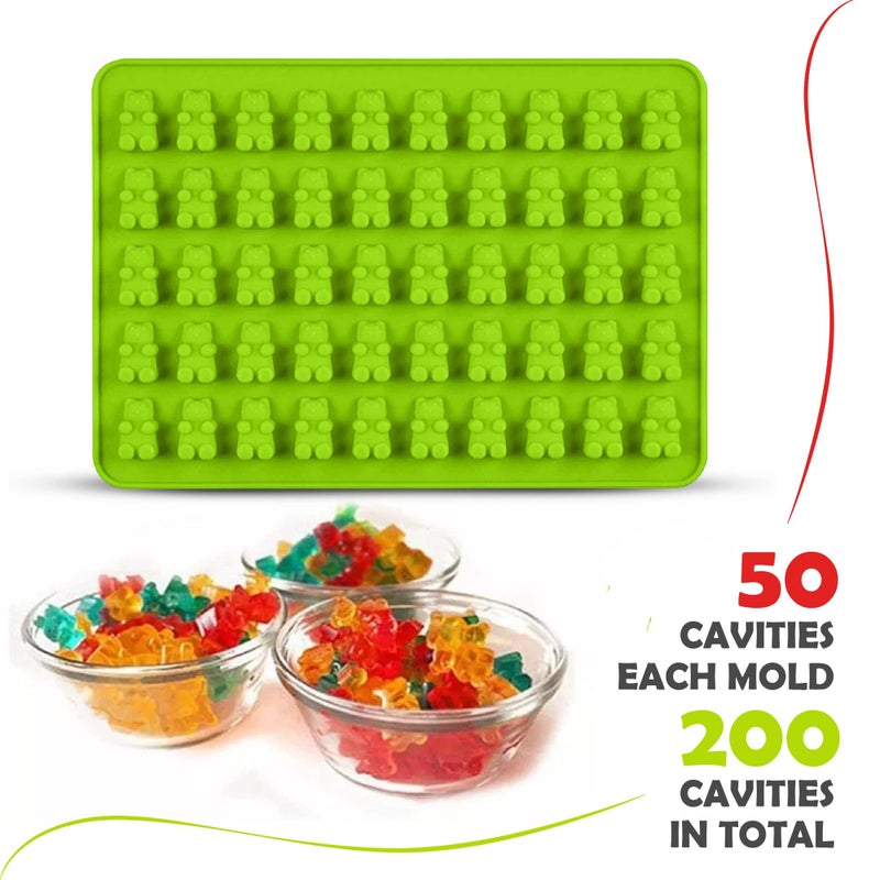 RUGVOMWM Gummy Bear Silicone Candy Molds - Set of 4 Gummy Bear Mold Trays with Dropper, Fun Making Gummy Bears with Non Stick Silicone Candy Molds, Perfect Silicone Molds for Gummy Bear Candyâ€¦ - Image 4