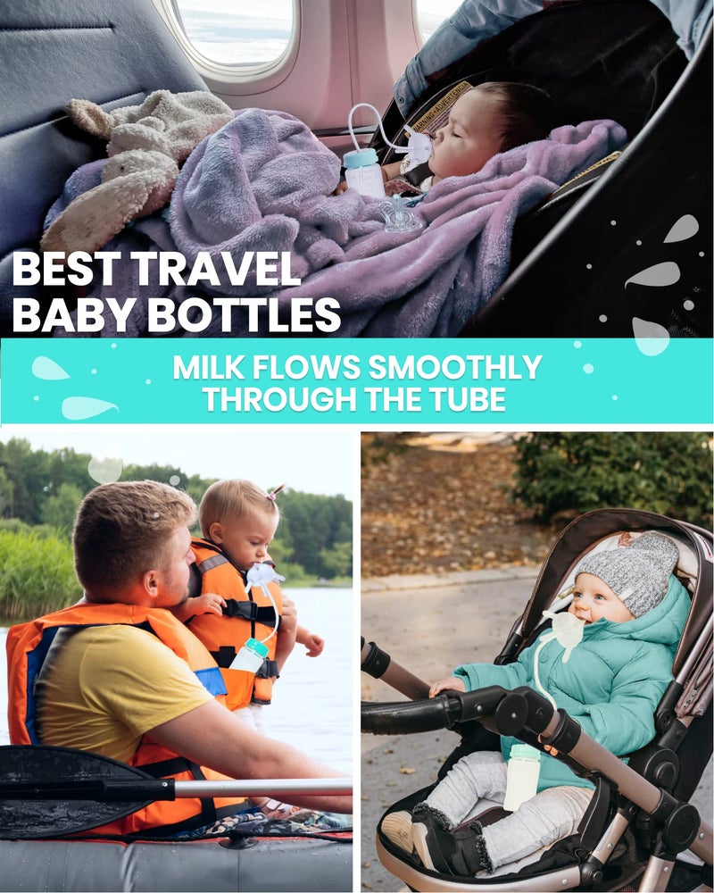 Skywin Self Feeding Baby Bottle 8oz Bottle Holder for Baby - 2 Pack Baby Bottle with Straw, Anti Colic, for Convenient Feeding (Green) - Image 4