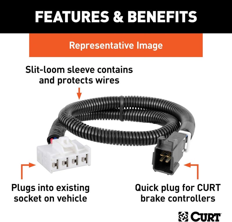 كيرت 51343 مجموعة أسلاك توصيل وحدة التحكم في الفرامل الكهربائية للمقطورة Quick Plug، مناسبة لـ Chevrolet Silverado, Suburban, Tahoe, GMC Sierra, Yukon, Escalade، أسود - Image 2