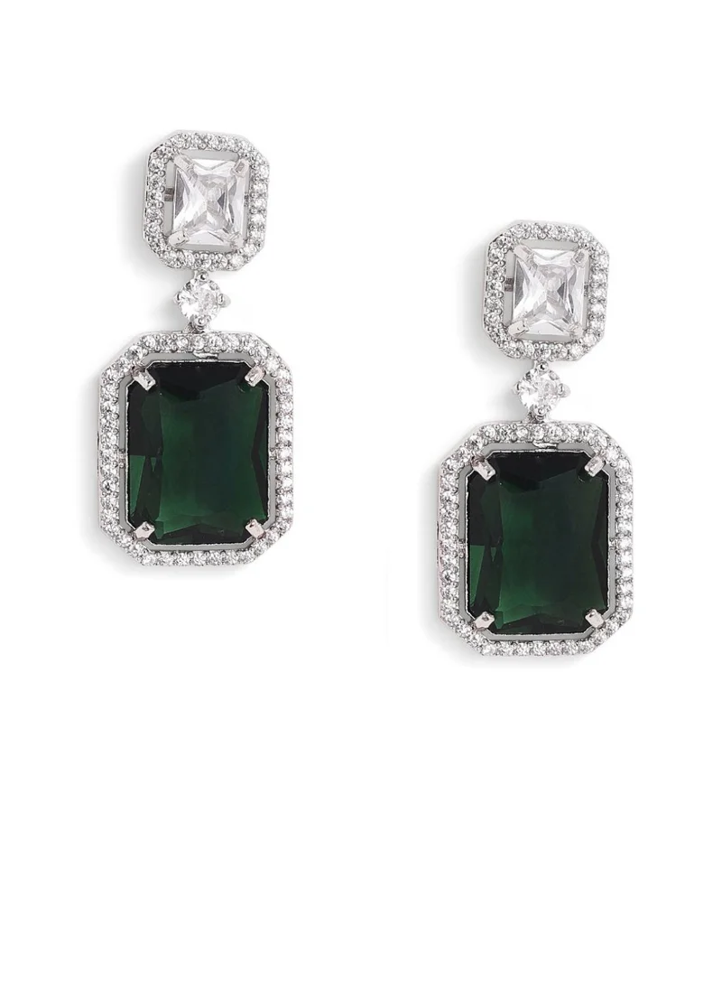 برياسي American Diamond Studded Contemporary Drop Earrings