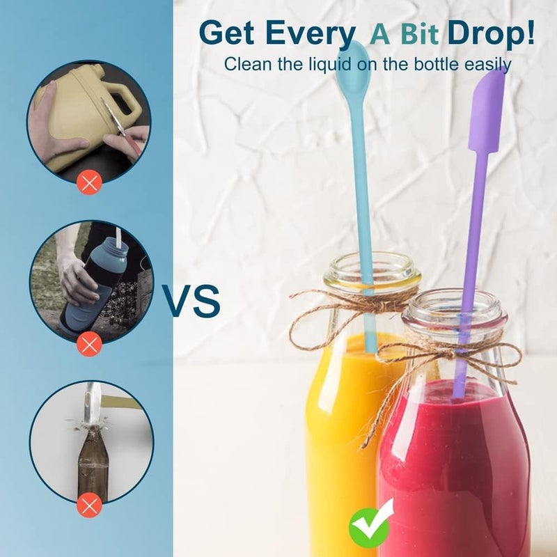 Abnaok 9 Pieces Mini Silicone Spatula-Makeup Spatula-Small Silicone Spatula-Thin Spatula Set for Skinny Openings-Abnaok Tiny Scraper for Jar,Kitchen Bottles,Cosmetic - Image 4