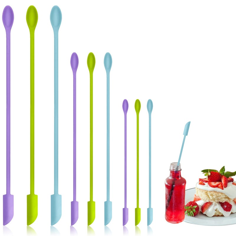 Abnaok 9 Pieces Mini Silicone Spatula-Makeup Spatula-Small Silicone Spatula-Thin Spatula Set for Skinny Openings-Abnaok Tiny Scraper for Jar,Kitchen Bottles,Cosmetic - Image 1