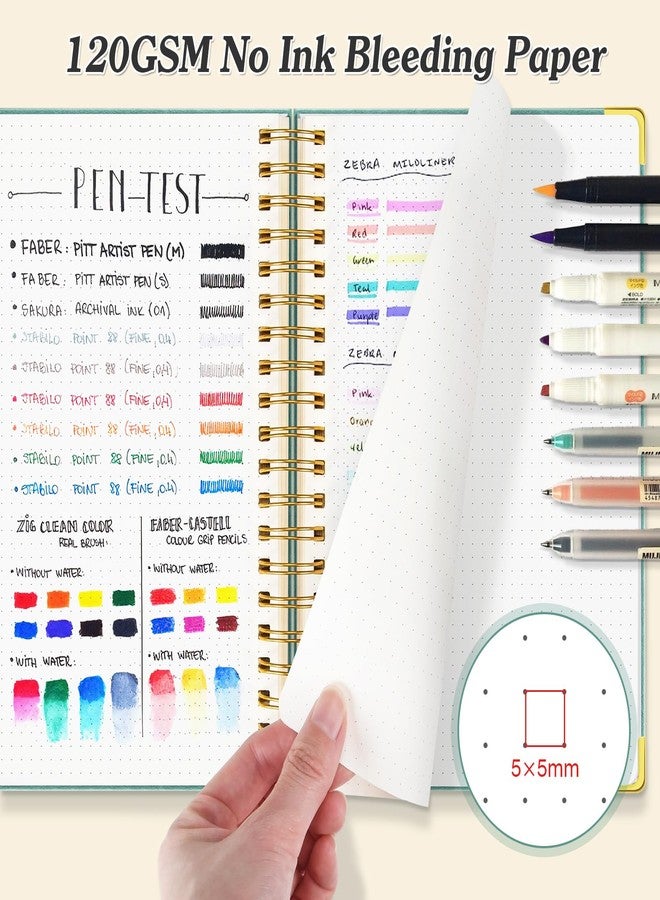 OMEYA Notizblock, Notizbuch A5 Gepunktetes, Bullet Dotted Journal, Notizbücher mit 300 Seiten, 120GSM, Hardcover Leder spiralbindung Dot Journal für Frauen und Männer,Großes Notizbuch für Arbeit Büro Schule - Image 4