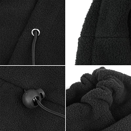 Aadikart Unisex Fleece 6 In 1 Thermal Warm Balaclava Hat Hood Swat Ski Bike Wind Stopper Neck Scarf Mask Caps (Black Black), Free Size - Image 5