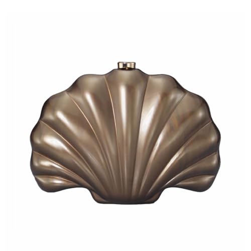 YJKIS Women Pearl Acrylic Clutch Shell Pearl Clutch Shell Purse Chain Shoulder Bag Ladies Wedding Prom Evening Handbag, Brown - Image 1