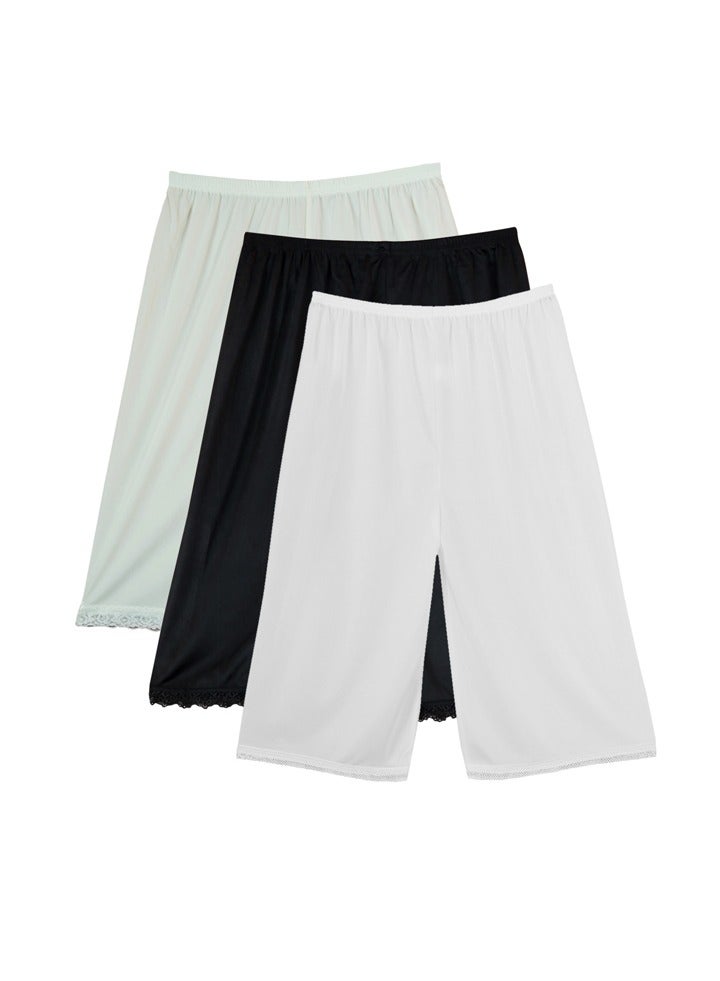 City Rose 3- Pieces Soft inner3 Pieces Short Trousers Silk 100% with Elasticized Waistband  Women MultiColour - Image 1