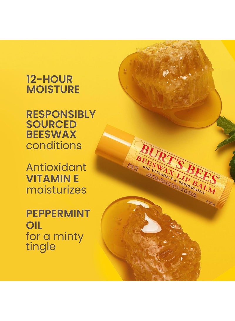 Burt's Bees Lip Balm - Original Beeswax, Lip Moisturizer With Responsibly Sourced Beeswax, Tint-Free, Natural Origin Conditioning Treatment, 4 Tubes, 0.15 oz.  - Image 2