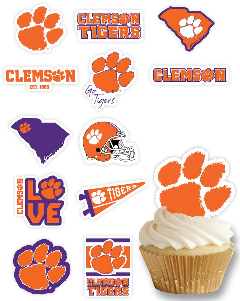 PartyKandy Clemson Cupcake Toppers (24 Pcs) Clemson Tigers Party Supplies for Football Tailgating  Birthday Party  Graduation Party  Clemson Bound Party Decorations (Clemson Tigers) - Image 1