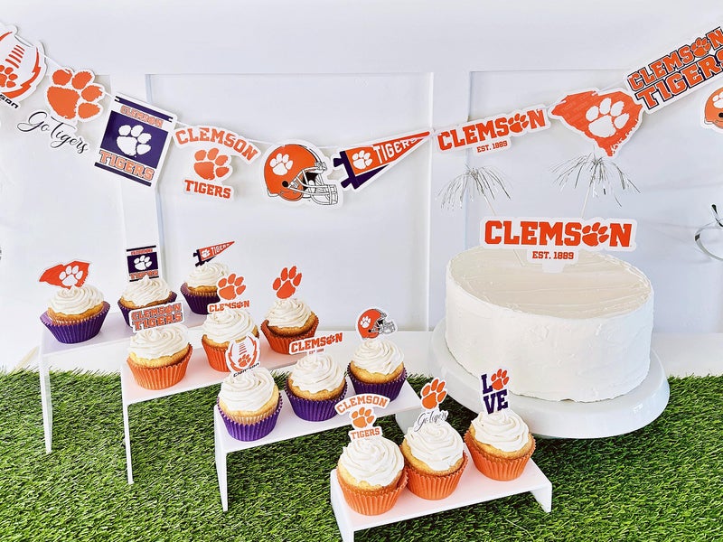 PartyKandy Clemson Cupcake Toppers (24 Pcs) Clemson Tigers Party Supplies for Football Tailgating  Birthday Party  Graduation Party  Clemson Bound Party Decorations (Clemson Tigers) - Image 2