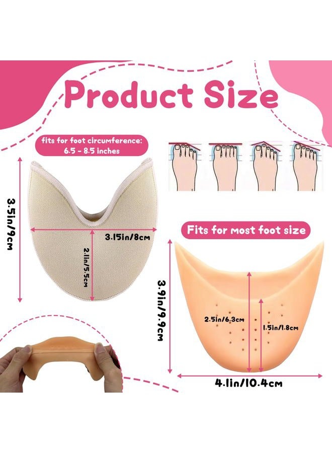 Mtuiewo 4 Pairs Toe Pads for Pointe Shoes(2 Pairs Cotton Pointe Shoe Toe Pads & 2 Pairs Silicone Gel Pads Pointe Shoes Protectors) for Foot Metatarsal Protection, Breathable & Washable - Image 3