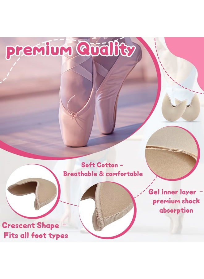 Mtuiewo 4 Pairs Toe Pads for Pointe Shoes(2 Pairs Cotton Pointe Shoe Toe Pads & 2 Pairs Silicone Gel Pads Pointe Shoes Protectors) for Foot Metatarsal Protection, Breathable & Washable - Image 4