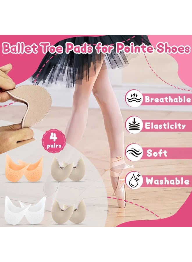 Mtuiewo 4 Pairs Toe Pads for Pointe Shoes(2 Pairs Cotton Pointe Shoe Toe Pads & 2 Pairs Silicone Gel Pads Pointe Shoes Protectors) for Foot Metatarsal Protection, Breathable & Washable - Image 2