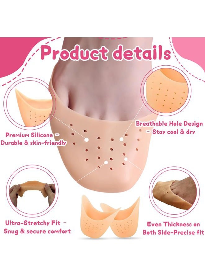 Mtuiewo 4 Pairs Toe Pads for Pointe Shoes(2 Pairs Cotton Pointe Shoe Toe Pads & 2 Pairs Silicone Gel Pads Pointe Shoes Protectors) for Foot Metatarsal Protection, Breathable & Washable - Image 5