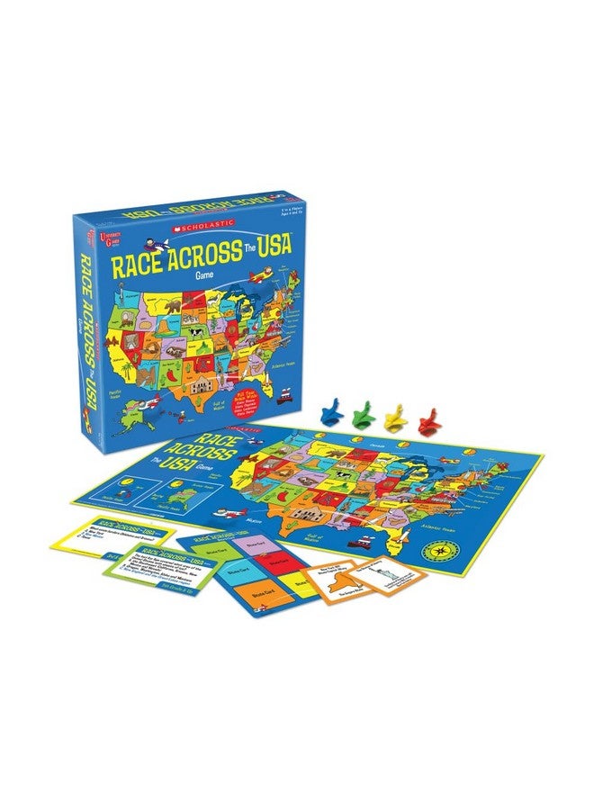 University Games, Scholastic Race Across the USA Board Game , Geography Learning Game for Kids and Families, for 2 to 4 Players Ages 8 and Up - Image 1