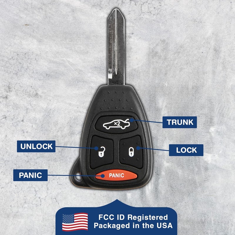KeylessOption Keyless Entry Remote Control Uncut Ignition Car Key Fob Replacement for KOBDT04A - Image 4