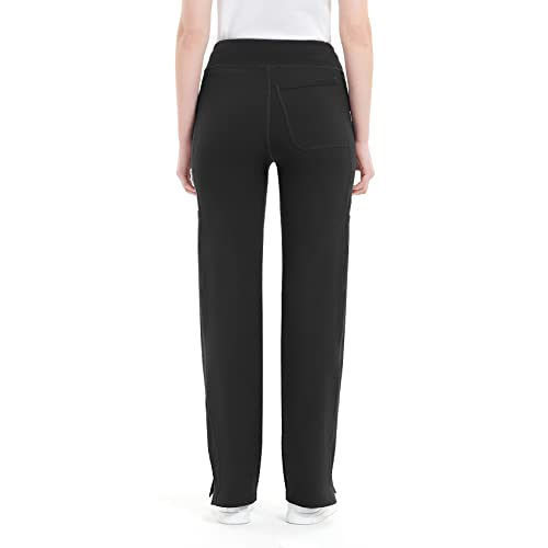 QBK Yoga Scrub Pants Women Mid Rise Yoga Work Pants- Five Pocket Cargo Scrub Pant (XX-Large, Black) - Image 2