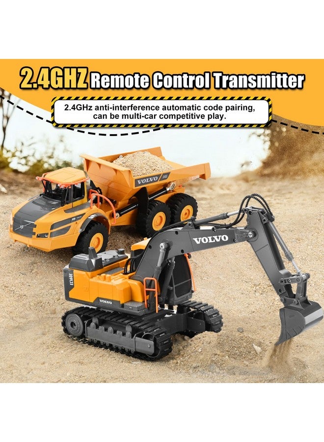 DOUBLE E Volvo RC Excavator Remote Control Excavator Toy for Boys Full Function Construction Vehicles Toys with Shovel for Outdoor Play Sandbox Digger Toys Gifts for Kids - Image 4