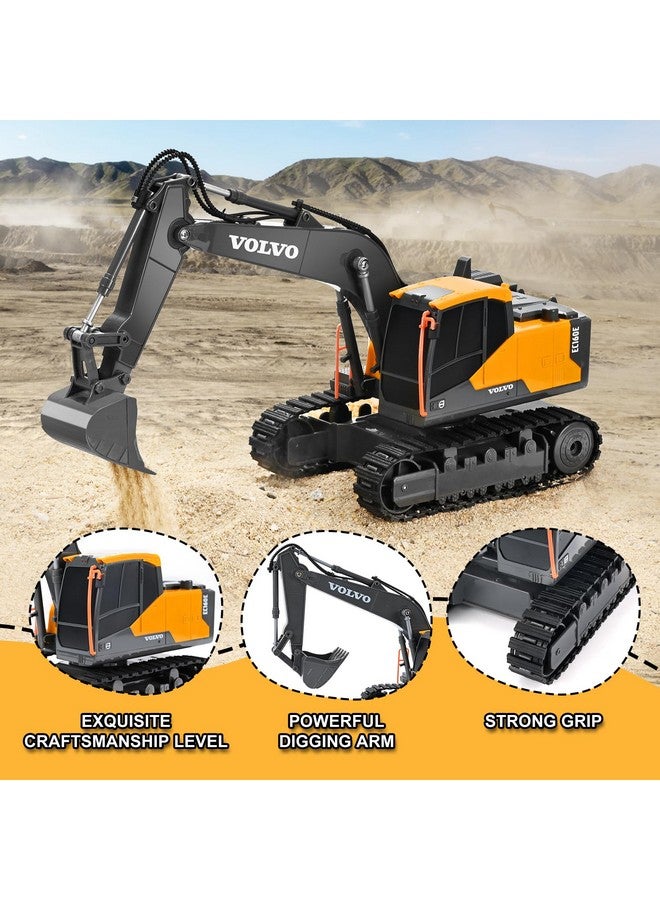 DOUBLE E Volvo RC Excavator Remote Control Excavator Toy for Boys Full Function Construction Vehicles Toys with Shovel for Outdoor Play Sandbox Digger Toys Gifts for Kids - Image 3
