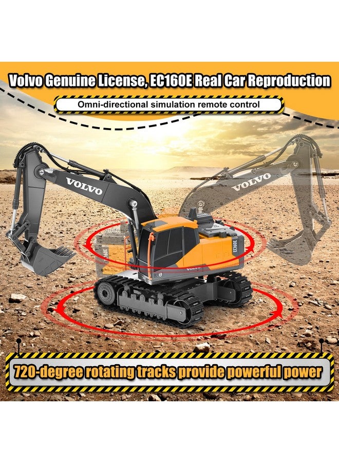DOUBLE E Volvo RC Excavator Remote Control Excavator Toy for Boys Full Function Construction Vehicles Toys with Shovel for Outdoor Play Sandbox Digger Toys Gifts for Kids - Image 2